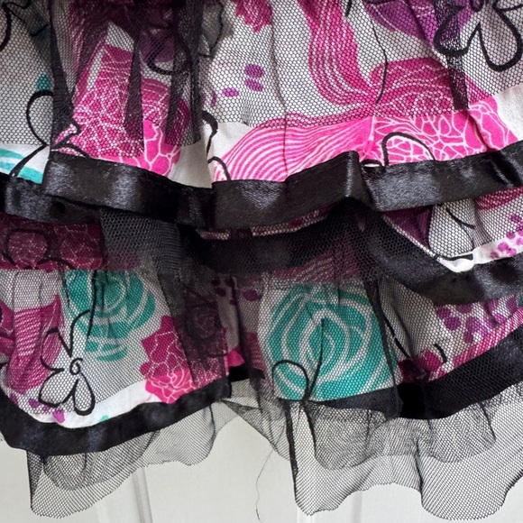 Ruffle Butts 3T Girls Black and Pink Floral Layered Ruffled Skirt - Picture 2 of 5